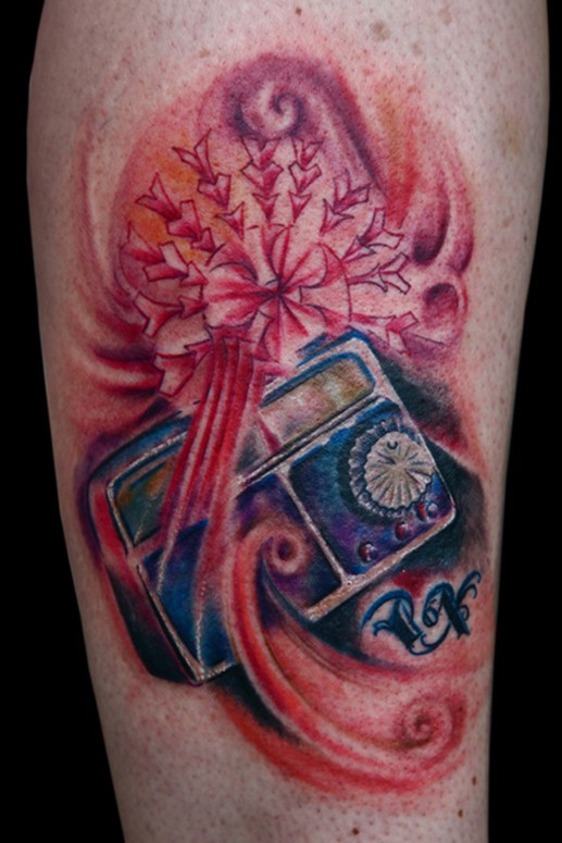 Abstract radio, memorial tattoo by Mickey Barboza TattooNOW